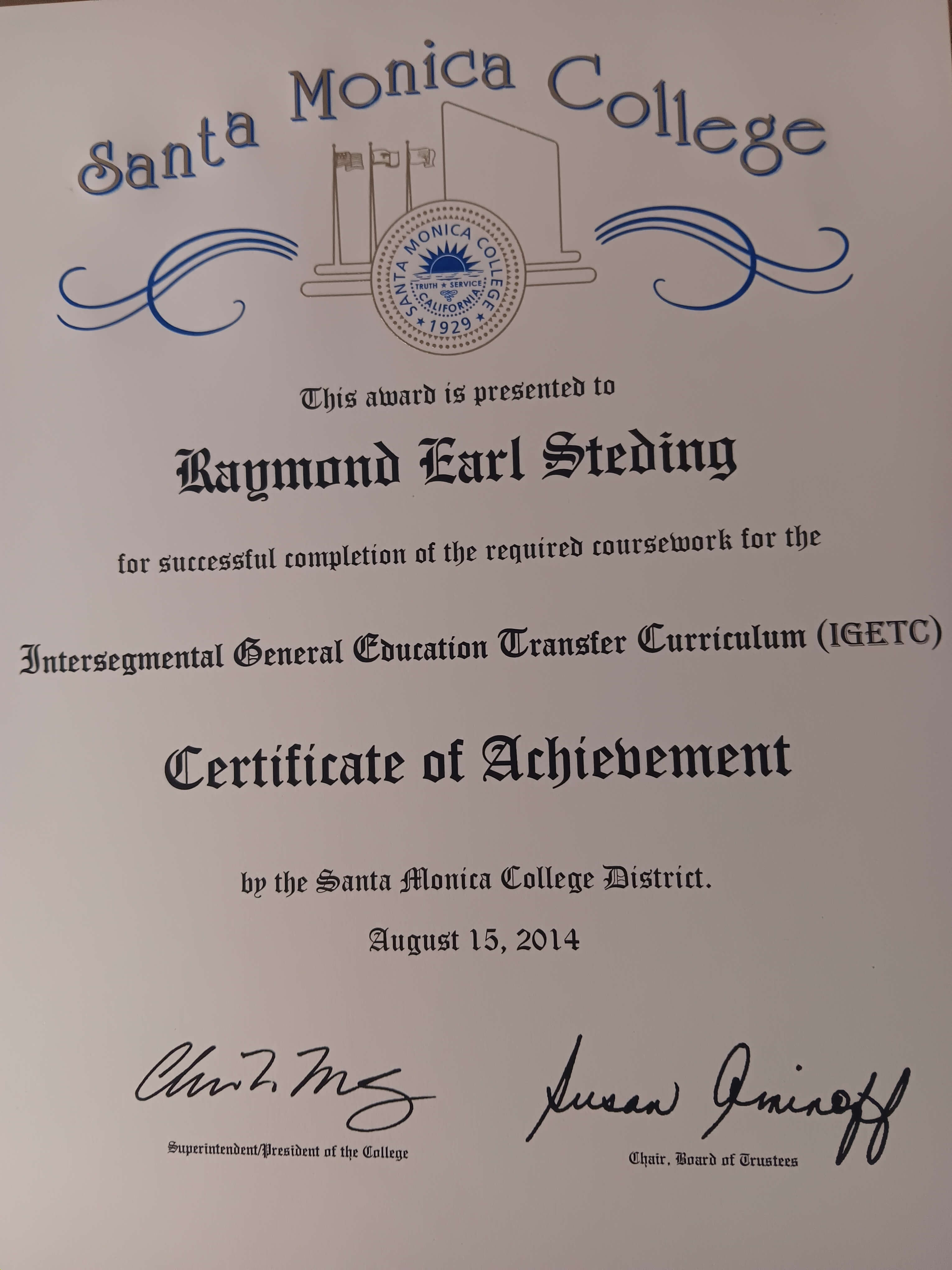 Santa Monica College President's Distinguished Scholar